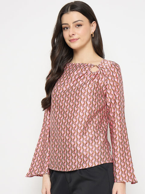 Madame Multi Color Chevron Print Top