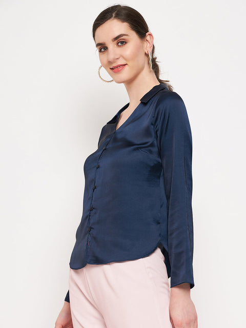 Madame Navy Satin Shirt