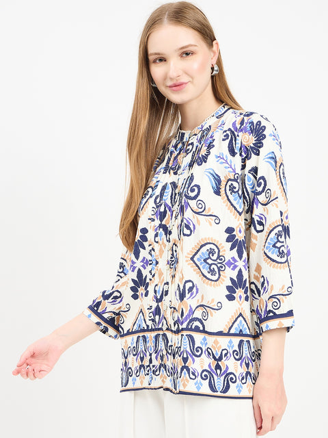 Madame Printed Off White Tunic