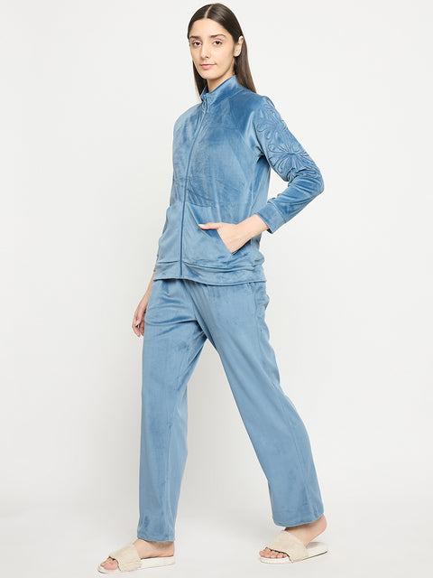 mSECRET Blue Mock Neck Night Suit