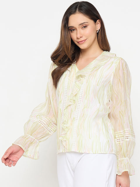 Madame Green Rayon Blend Cotton Top