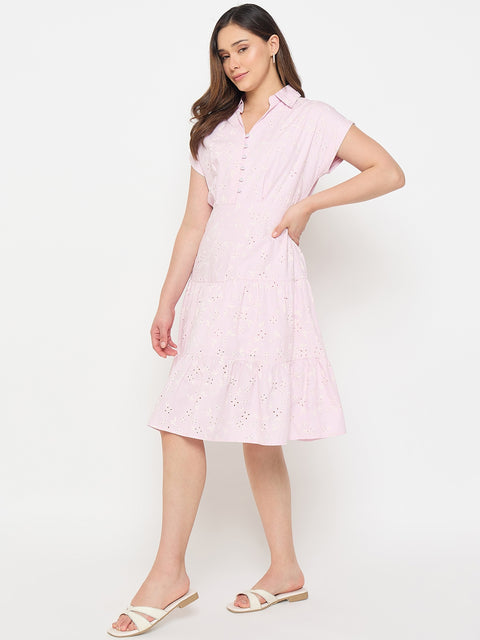 Madame Pink Printed Tiered Dress
