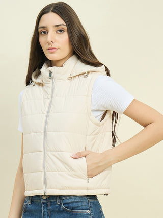 Madame Off White Sleeveless Puffer Jacket
