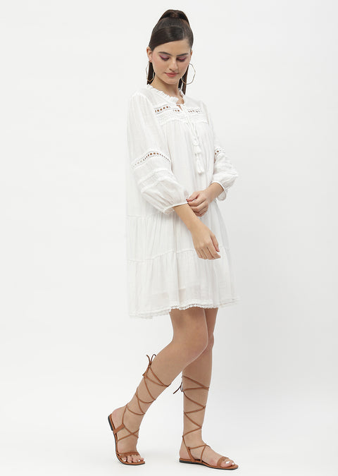 Madame Puff Sleeve Off-White Dress