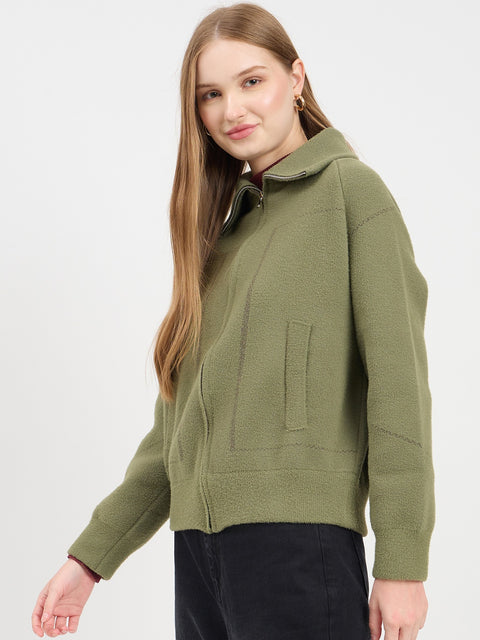 Madame Olive Green Polo Sweater