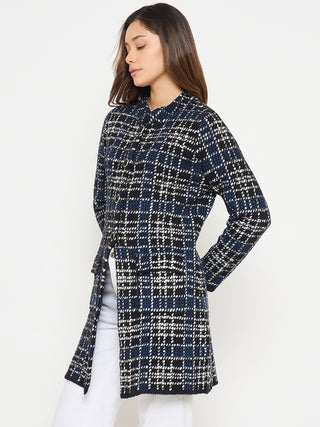 Madame Checkered Long Cardigan