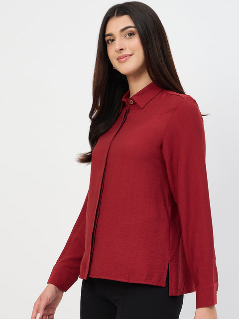 Madame Maroon Rayon-Blend Shirt