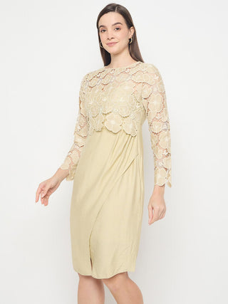 Madame Lace Overlay Wrap Lemon Yellow Dress