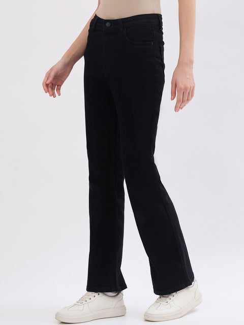 Madame Black Flared Fit Cotton Jeans