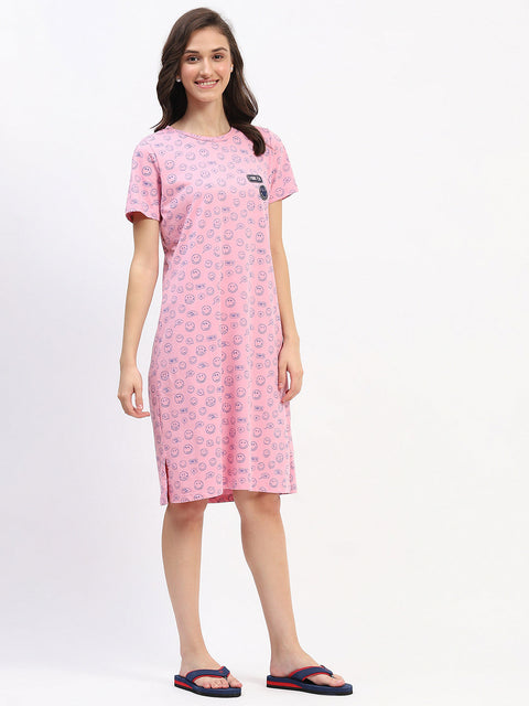 mSECRET Pink Smiley Print Cotton Nightdress