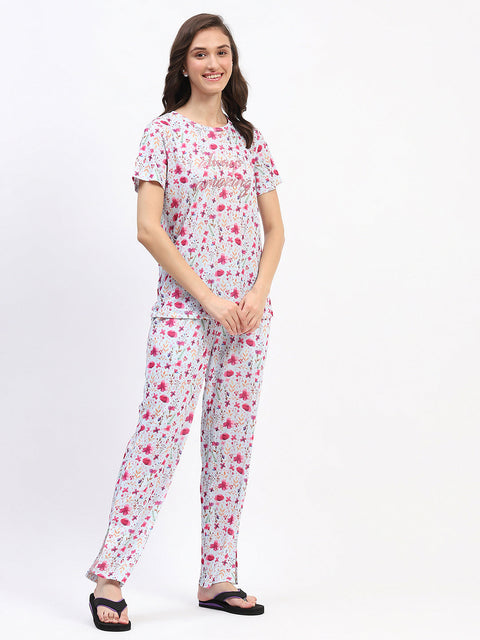 mSECRET Floral Print Sky Blue Night Suit Set