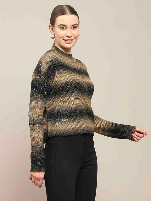 Madame Striped Khaki Sweater