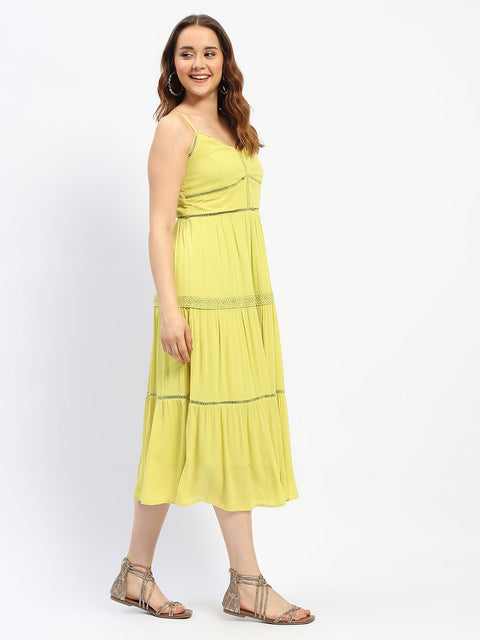 Madame Shanaya Kapoor Green Cotton Tiered Cami Dress