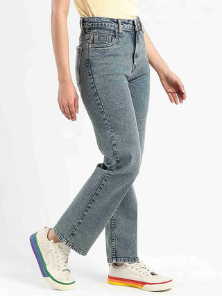 Madame Mid-Wash Tinted Blue Cotton Blend Denim Jeans