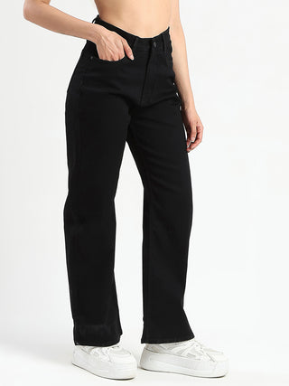Madame Stone Wash Wide Leg Black Jeans