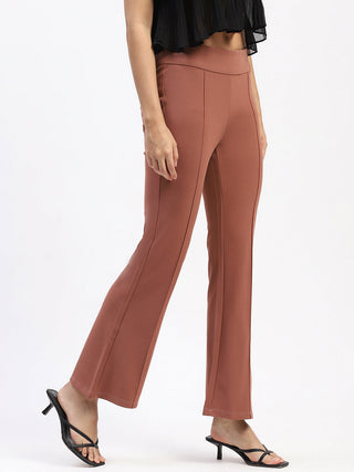 Madame Pleated Solid Rose Trousers