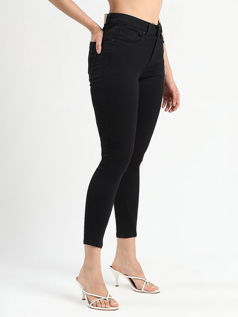 Madame Skinny Fit Black Cotton Blend Jeans