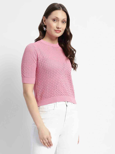 Madame Pink Knitted Crew Neck Top