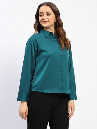 Madame Teal Button Down Shirt