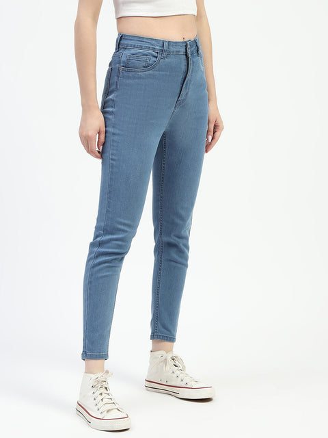 Madame Mid Blue Slim Fit Cotton Jeans