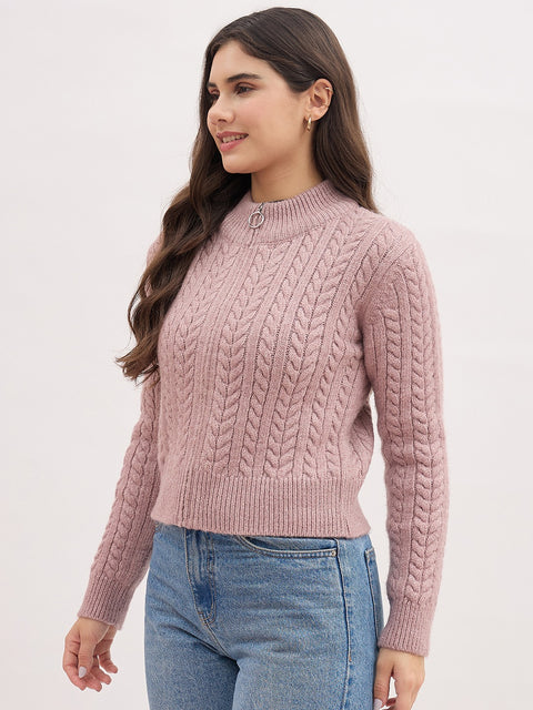 Madame Mauve Fancy Zipper Sweater