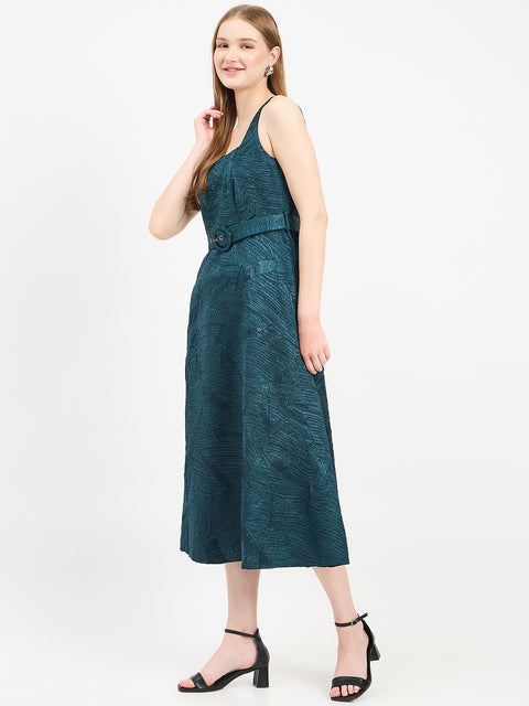 Madame Solid Teal Dress