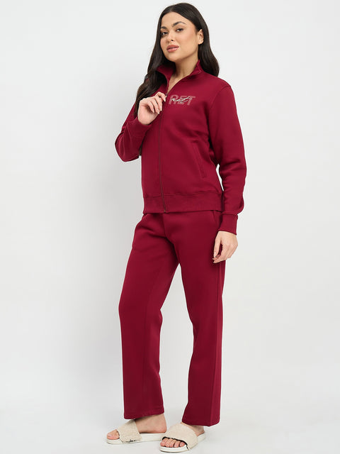 mSECRET Maroon Collared Night Suit