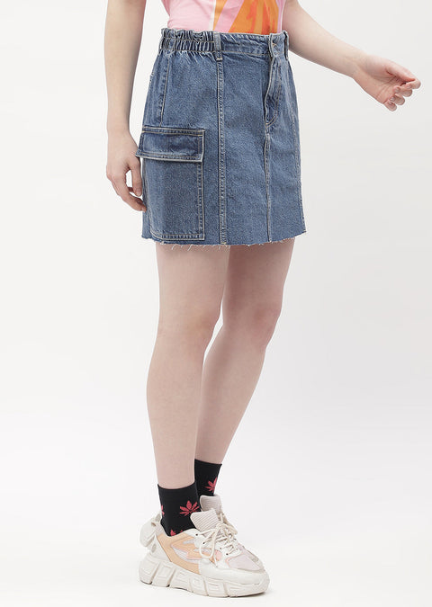 Madame Flap Pocket Blue Mini Skirt
