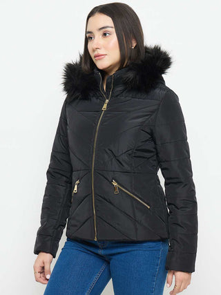 Madame Black Quilted Fur Jacket