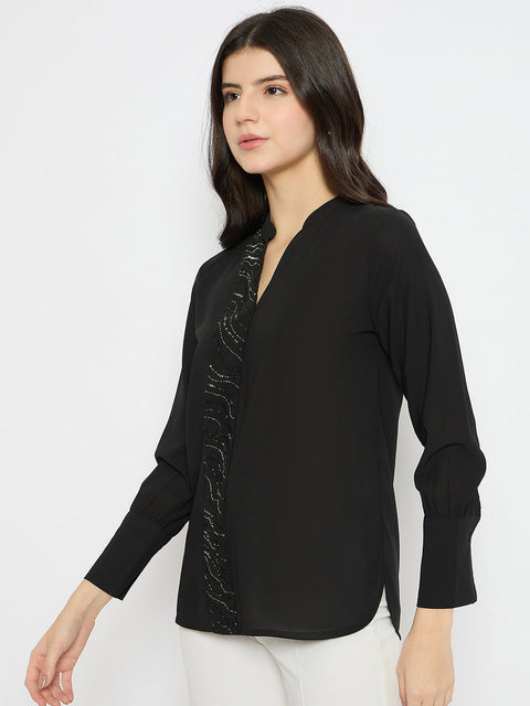 Madame Solid Black Shirt