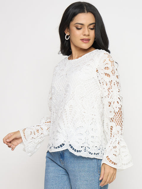 Madame Lace Fabric Off White Top