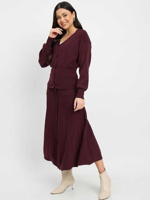 Madame Surplice Neck Top and Flared Skirt Co-ord Set