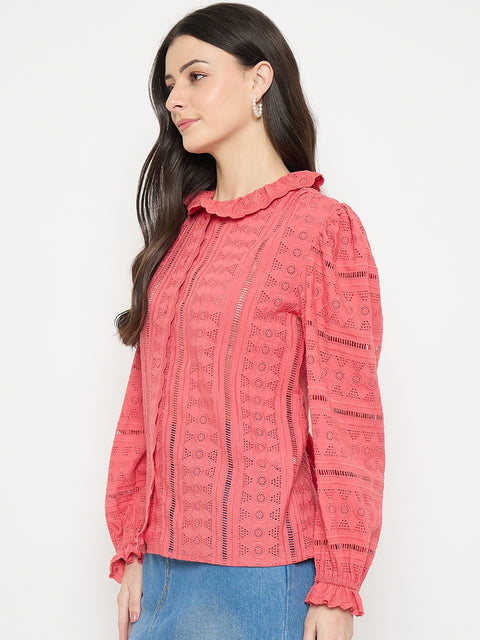 Madame Coral Cotton Lace Fabric Top