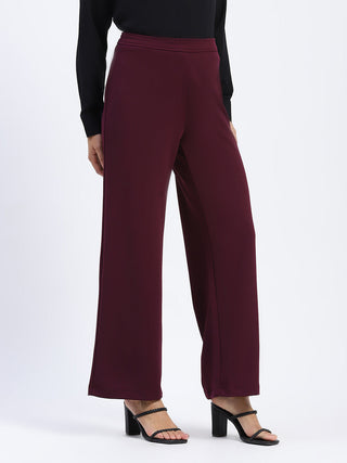 Madame Wide Legged Solid Plum Trousers