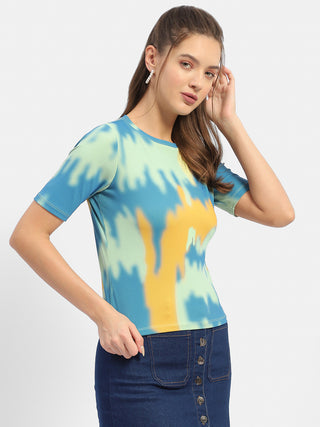 Madame Abstract Print Orange Regular T-Shirt