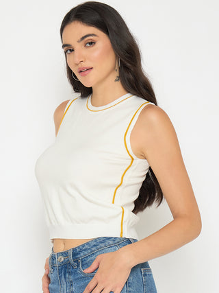 Madame Contrast Trim Yellow Knitted Top