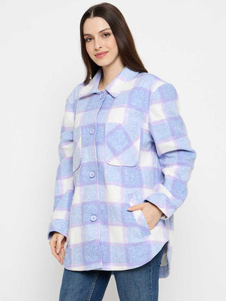 Madame Checkered Blue Shacket