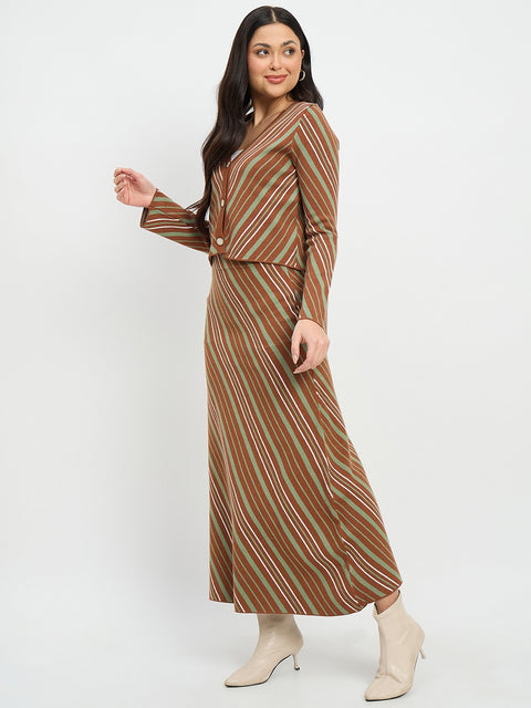 Madame Striped Cardigan and Skirt Co-ord Set