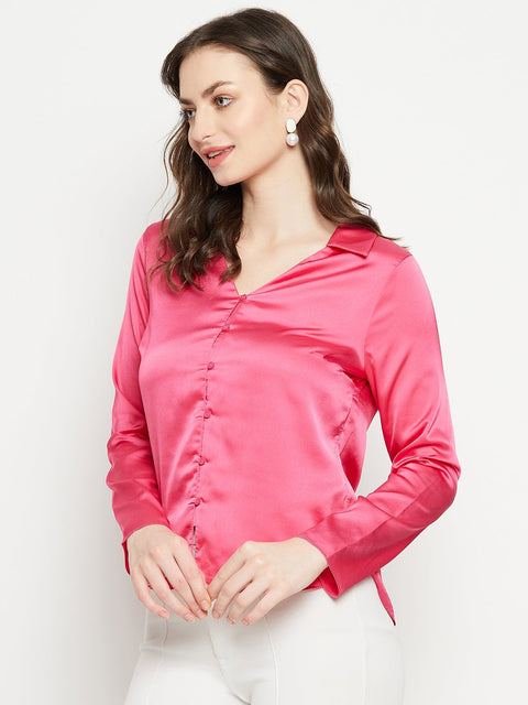 Madame Hot-Pink Satin Shirt