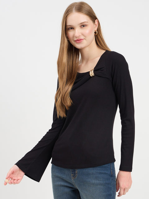 Madame Textured Black Top