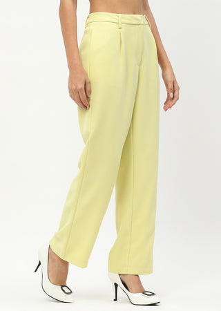 Madame Straight Fit Lime Yellow Trousers