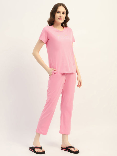 mSECRET Printed Pink Nightsuit Set
