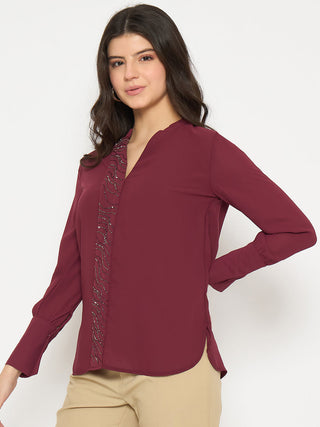 Madame Maroon Solid Shirt