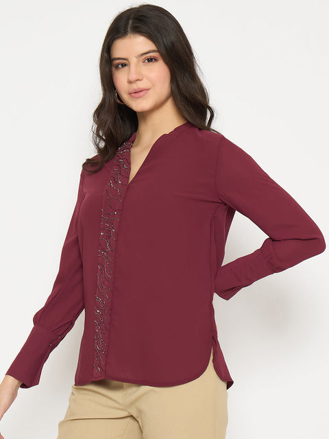 Madame Maroon Solid Shirt