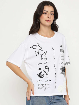 Madame Graphic Print Cotton White T-shirt