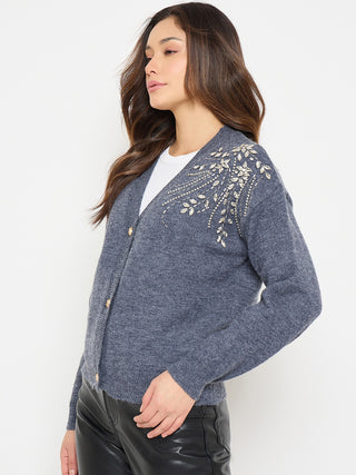 Madame Dark Grey Embroidered Sweater