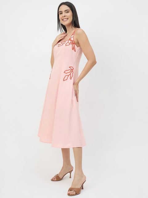 Madame Blush Pink Cotton Midi Dress