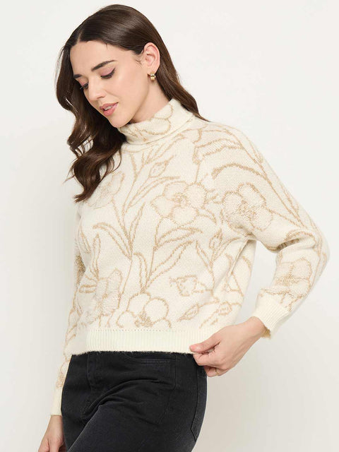 Madame Floral Print Off White Sweater
