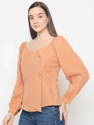 Madame Double Breasted Orange Wrap Top