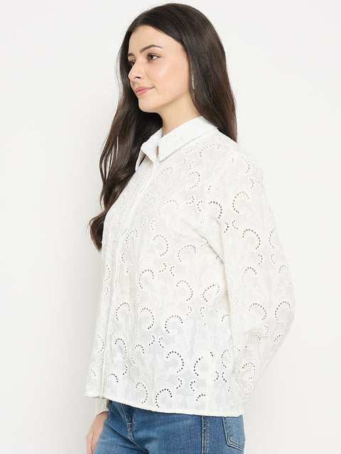 Madame White Cotton Poplin Shirt